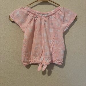 Calvin Klein girls' top pink butterfly pattern tie front, size 5